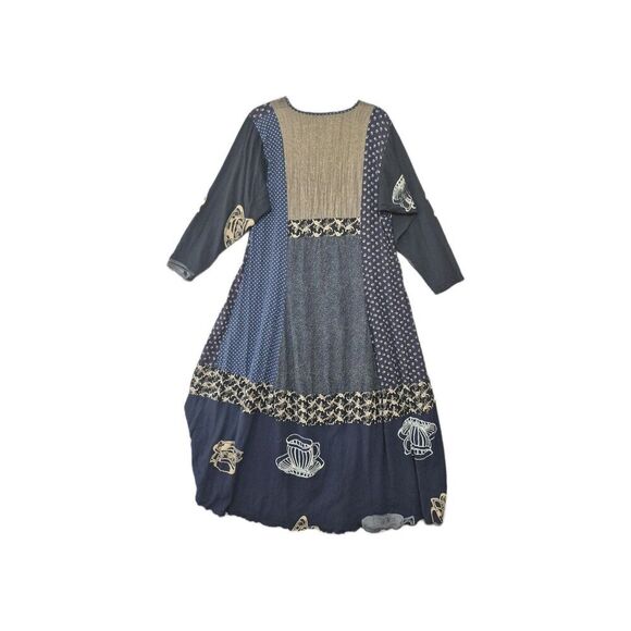 Staley Gretzinger Women's Patchwork Tea Cups Art To Wear Maxi Dress M/L - Picture 5 of 5